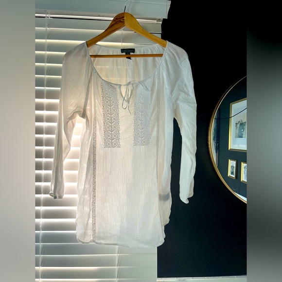 🪽🤍 Ralph Lauren Crinkle Cotton Top 🤍🪽 - Picture 1 of 3